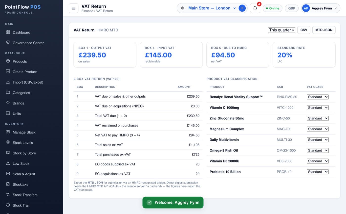 PointFlow VAT return